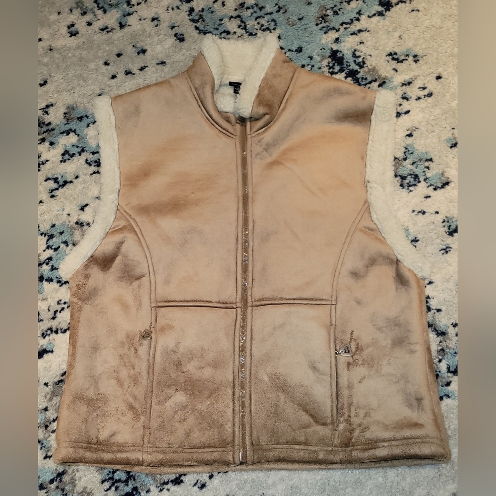 Avalanche Faux Suede Sherpa Fur Thick Vest size XL